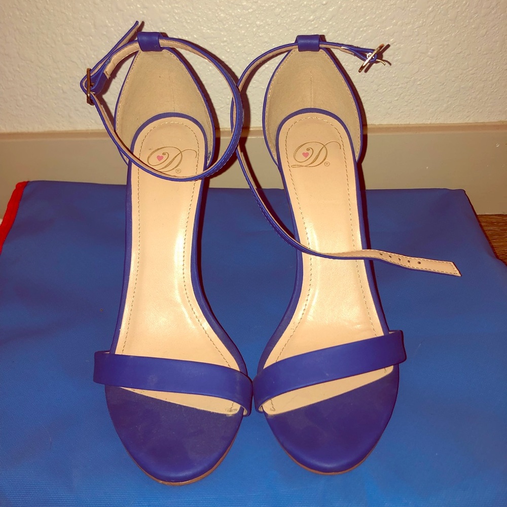 Royal blue strappy heels